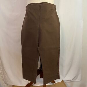 Gallia Moda Chocolate Brown Dress Pants With Side Zip and Button Closure Size 16